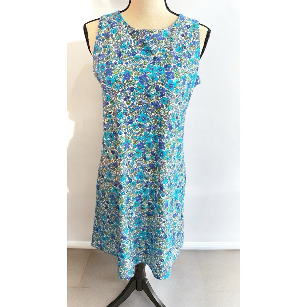 Southern Tide Blue Floral Sz Small Shift Dress with Pockets UV Protection NWoT
